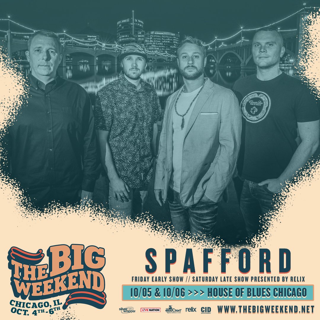 UP NEXT! We have <a href="/SpaffordMusic/">Spafford</a> going on in 30 MINUTES at <a href="/HOBChicago/">House of Blues Chicago</a>!
