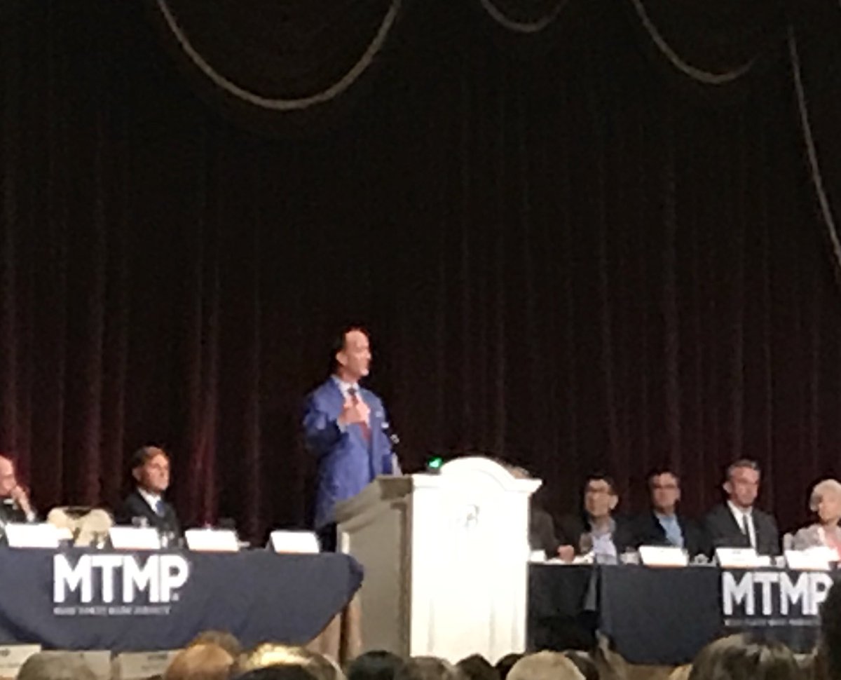 dfanch's tweet photo. Sure, @PalaceLaw, you’ve got fancy badges, but does your conference have Peyton Manning? #MTMP2018 https://t.co/pocYaQlRyo