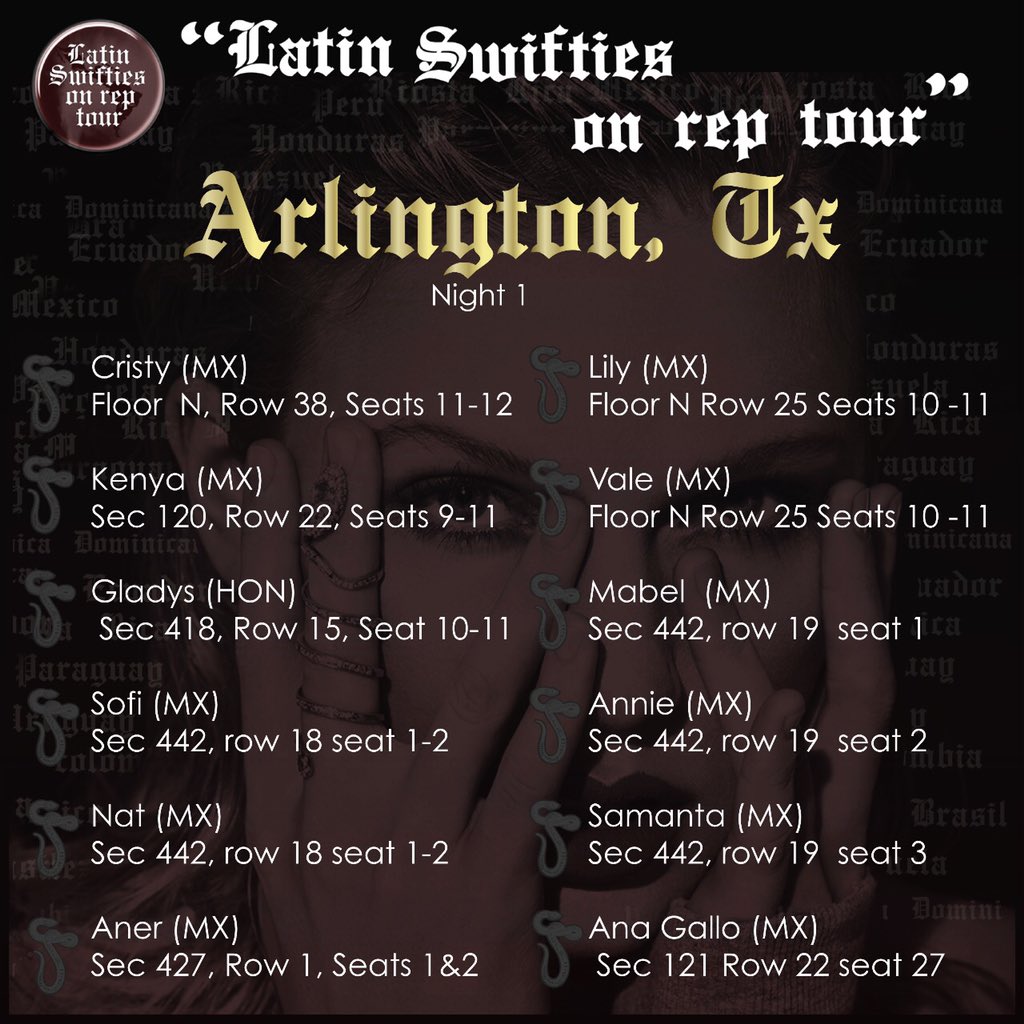 latinslovertour's tweet image. These are the Latin American Swifties who are flying from their countries for #repTourArlington night 1 💕🤩✈️
Please help them get noticed tagging @taylorswift13 &amp;amp; @taylornation13 #LatinSwiftiesOnRepTour #LatinSwiftieOfTheDay 🇲🇽🇭🇳 @shatterswift @sparklyessence @swiftbird13
