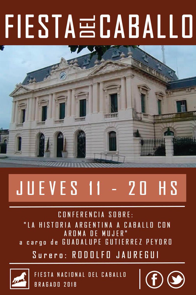 fdcbragado's tweet photo. El próximo jueves 11 de Octubre los invitamos a la conferencia “La historia argentina a Caballo con aroma de Mujer” https://t.co/4oju5eZO6b