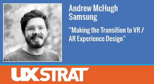 Samsung's Andrew McHugh will speak at the XD Immersive conference about making the transition from UX / Product Design to virtual reality and augmented reality. San Francisco, Oct 25-26: bit.ly/2vnovh8
<a href="/armthethinker/">Andrew R McHugh ᯅ</a> #xdimmersive #ai #ar #vr #voice