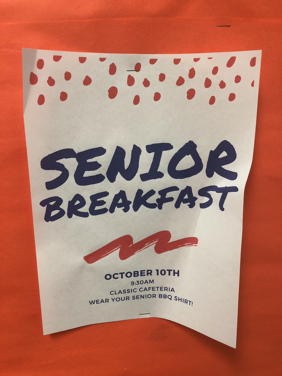 dhsclassof_2019's tweet photo. Don’t forget 2019- Senior Breakfast will be this Wednesday Oct 10 starting at 9:30! Wear your BBQ shirts!! https://t.co/5SBUwBs7ne
