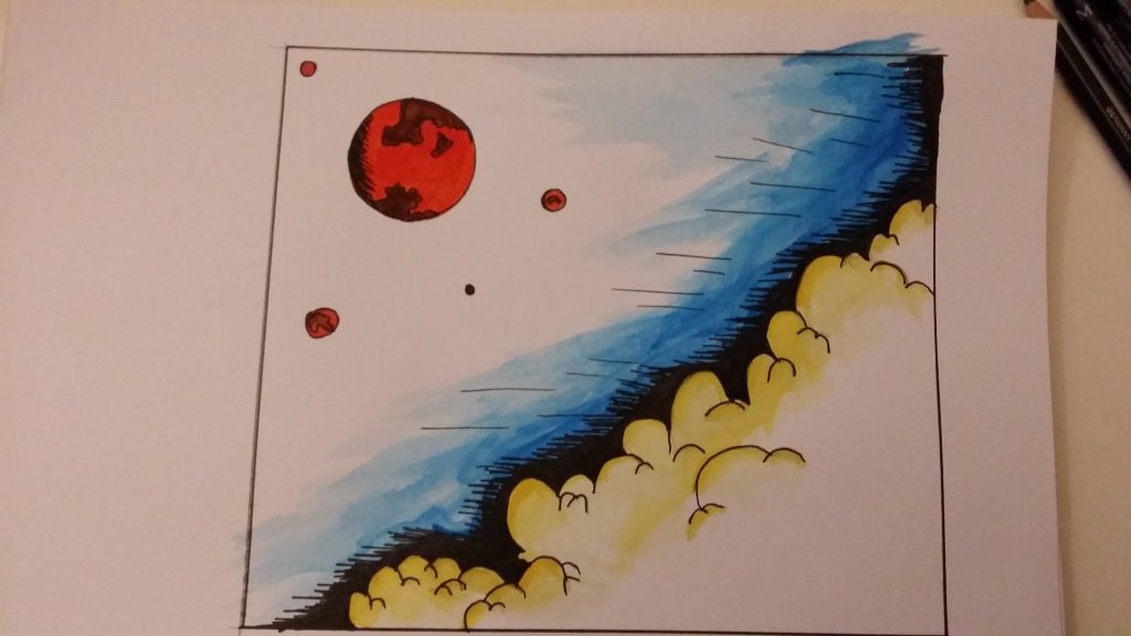 #spaceopera #drawing #creative Working on some illustrations for my short story. They will be black/white in the book and roughly scribbled like the early 60's pulp magazines.