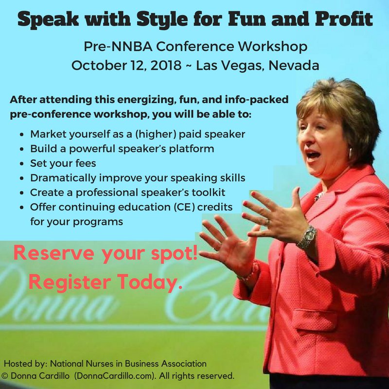 DonnaCardilloRN's tweet photo. Going 2 #LasVegas #NV Nat'l #Nurses in #Business Assoc #Conference 10/12-10/14 to present Speak with Style for Fun & Profit (pre-conf). Register https://t.co/ooSW8eq8Sk Hope to see you there. #Nursing #Entrepreneurship #NNBA2018 #Nurses #DonnaCardillo #speakwithstyle @MPodlesni https://t.co/BPEH1dNjh4