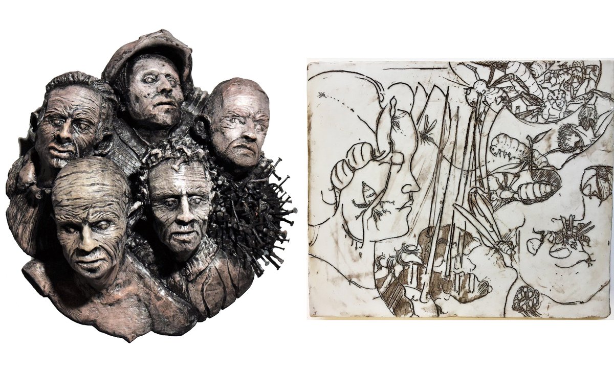 OPENING TONIGHT, 6-8 PM:  Paul Metivier and Kathleen Skeels

(Images: "Kindred 5" by Paul Metivier;   Porcelain tile drawing by Kathleen Skeels)