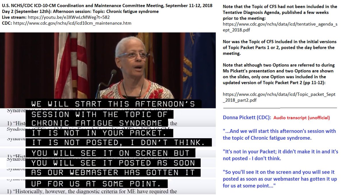 Dx Revision Watch On Twitter Partial Unofficial Transcript Of Start Of Donna Pickett S Presentation On Topic Chronic Fatigue Syndrome Day Two Nchs Cdc Icd 10 10 Cm Coordination And Maintenance Committee Meeting September 11 12 2018 Https T