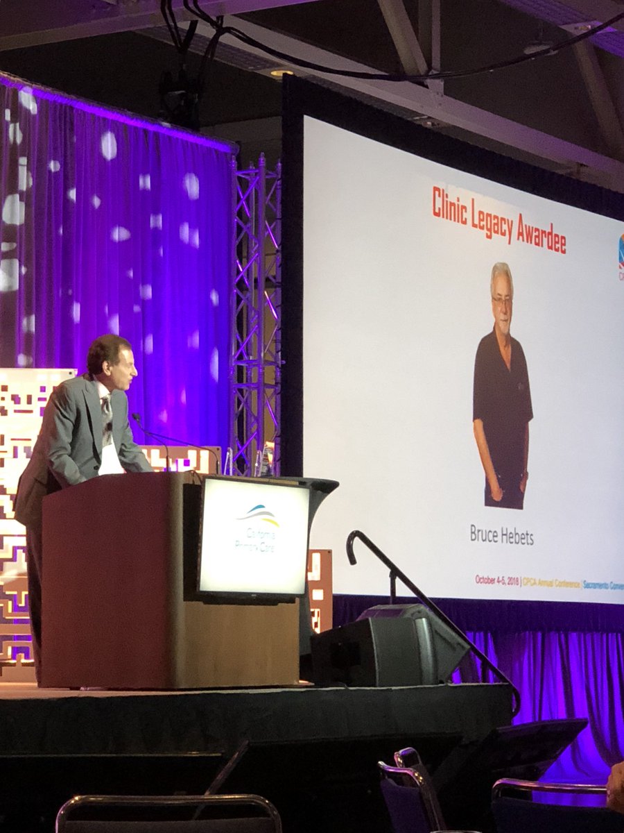 CPCA's tweet photo. Thank you to our 2018 Clinic Legacy Awardees, Robin Affirme, Bruce Hebets, and Charles Range! We will forever be grateful for your dedication and commitment to California’s underserved communities! #AC2018 #BuildingTomorrow @CommuniCareHC @BorregoHealth https://t.co/opwS3xfhTc