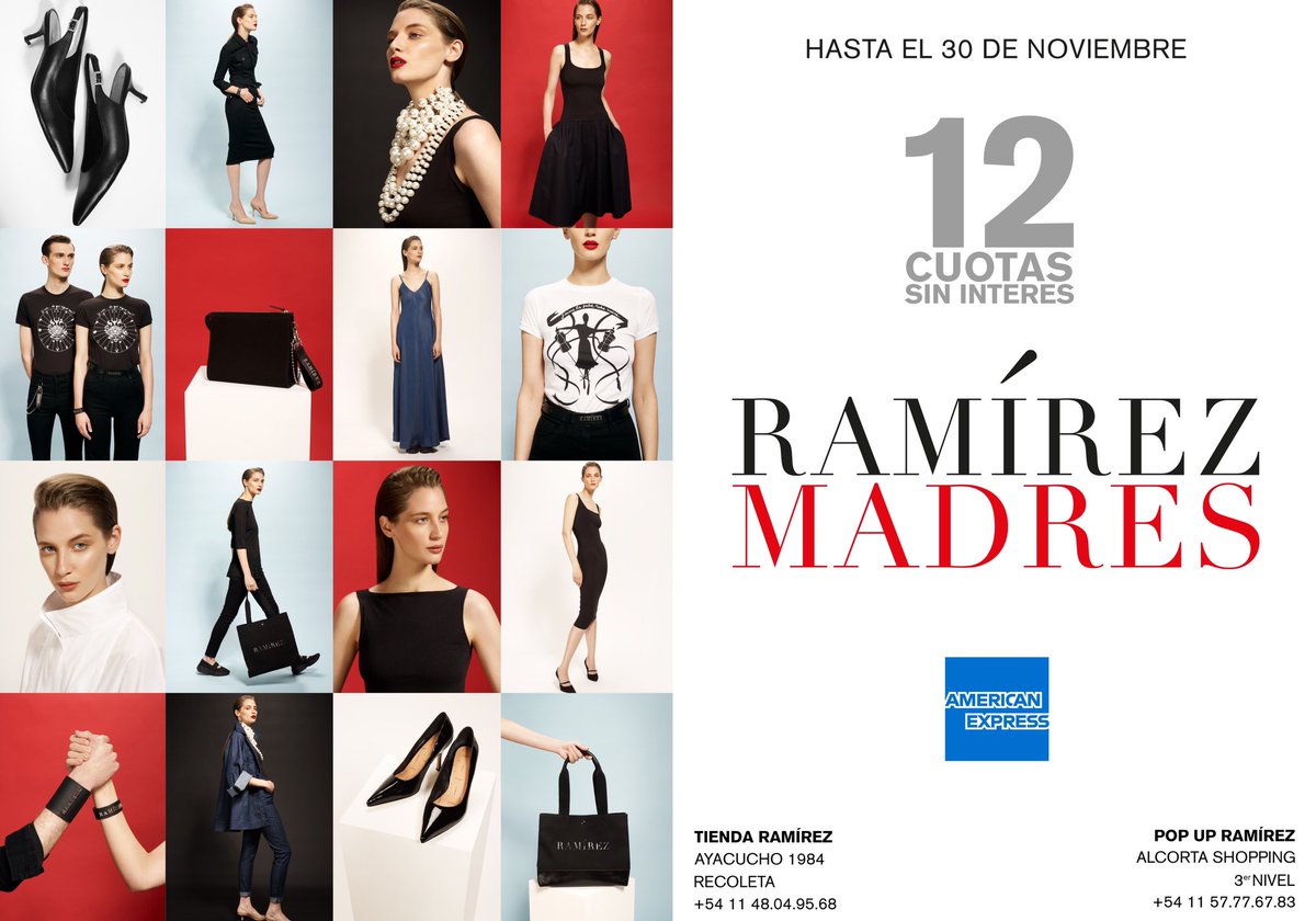 RAMIREZDENEGRO's tweet photo. EN #TIENDARAMIREZ Y EN EL POP UP DE @AlcortaShopping PODES COMPRAR EL REGALO PARA MAMÁ CON @AmericanExpress EN 12 CUOTAS SIN INTERÉS https://t.co/ip4fLPfM0n