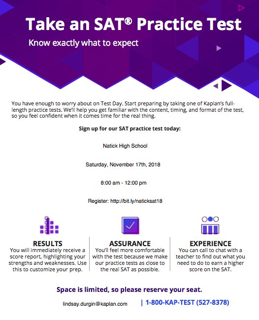 SAT Practice Test:  Space is limited - reserve your spot!
