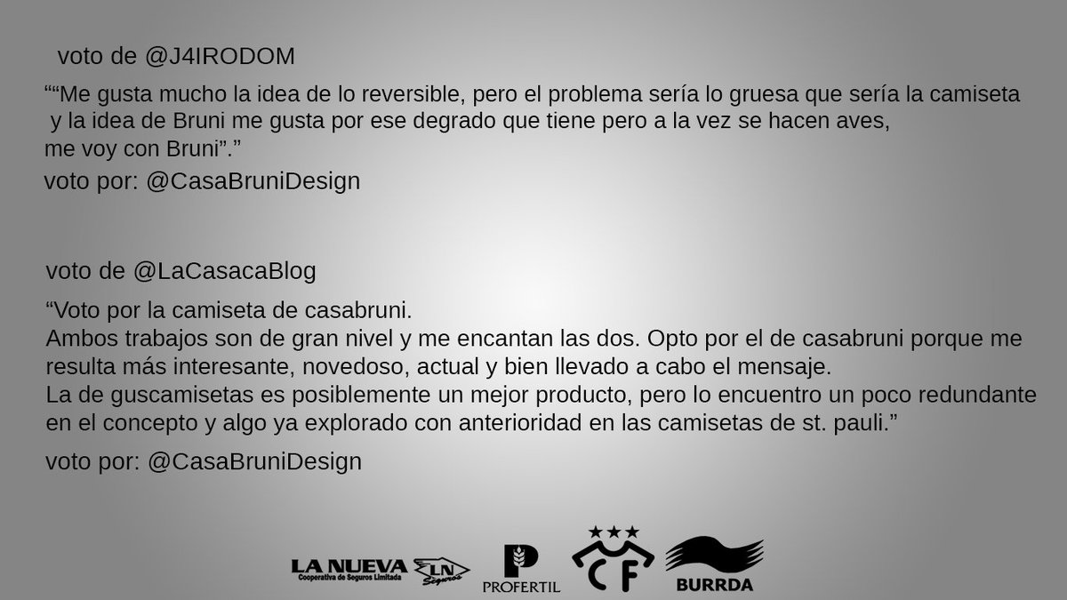 AdrixLive_'s tweet photo. DESIGN TOURNAMENT |FINAL| ETAPA VOTOS DEL JURADO.
Por ahora la tabla va asi:
@GusCamisetas: 100 Pts
@CasaBruniDesign: 50 pts
El voto del primer jurado: @J4IRODOM @rupertalbe @LaCasacaBlog y @matias_corado
Cada voto vale 50 pts.
Falta aun el voto del otro jurado. https://t.co/KbVvHRuRU7