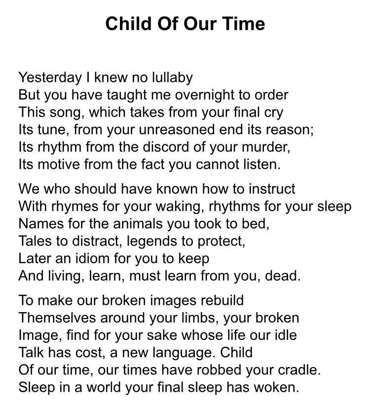 CLeonard1212's tweet photo. For #NationalPoetryDay I'm tweeting out one of my favourite poems, which I had to learn in preparation for my Leaving Cert - Child of Our Time by Eavan Boland. https://t.co/Xy2Zb7nBAx