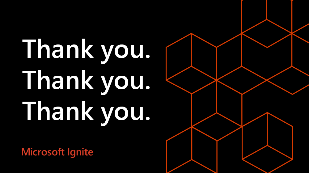 Thank you with line drawing of 3D boxes for Microsoft Ignite