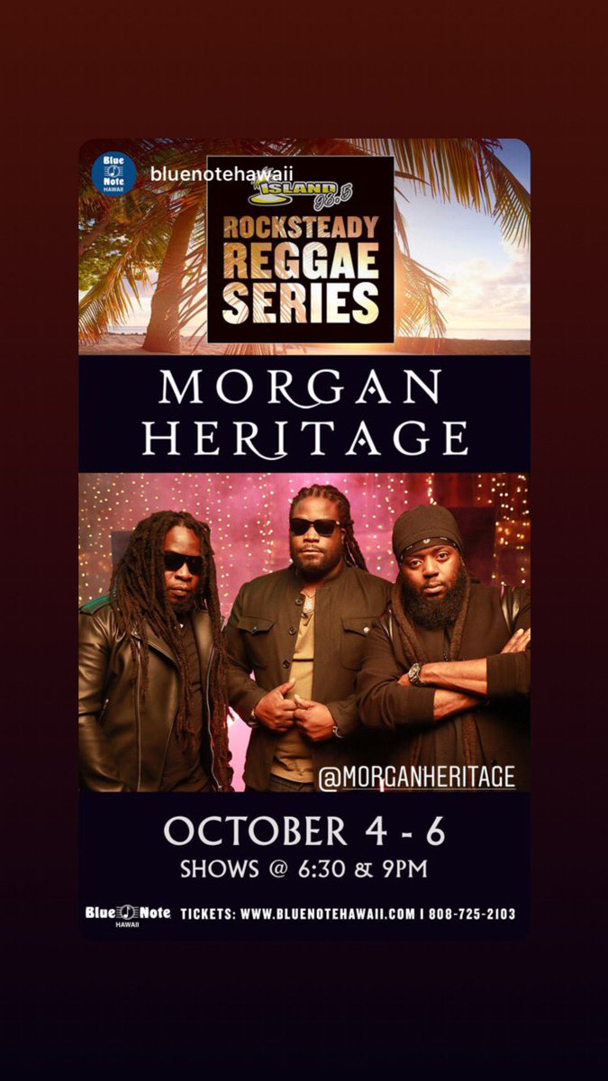 morganheritage's tweet photo. @bluenotehawaii We’re excited to bring you Reggae From Nashville Acoustic Tonight @CTBCMusicGroup #MorganHeritage @dadasonent #CTBCNATION https://t.co/a6pKwsbydx