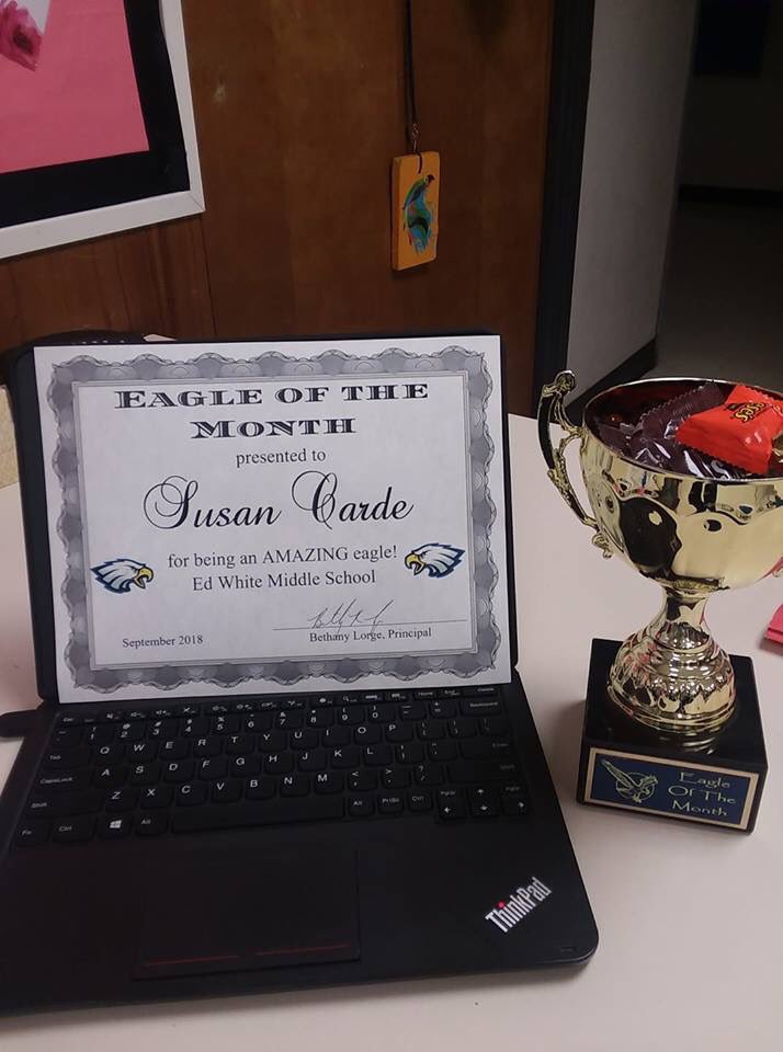 edwhiteneisd's tweet image. Shout out to our Eagle of the Month: Ms. Carde!! She is awesome and does everything she can for our students! 🦅#edwhitestory #edwhite #theneisdway #edwhitetakesflight #eaglepride #edwhiteeagles #weareedwhite #eagleofthemonth