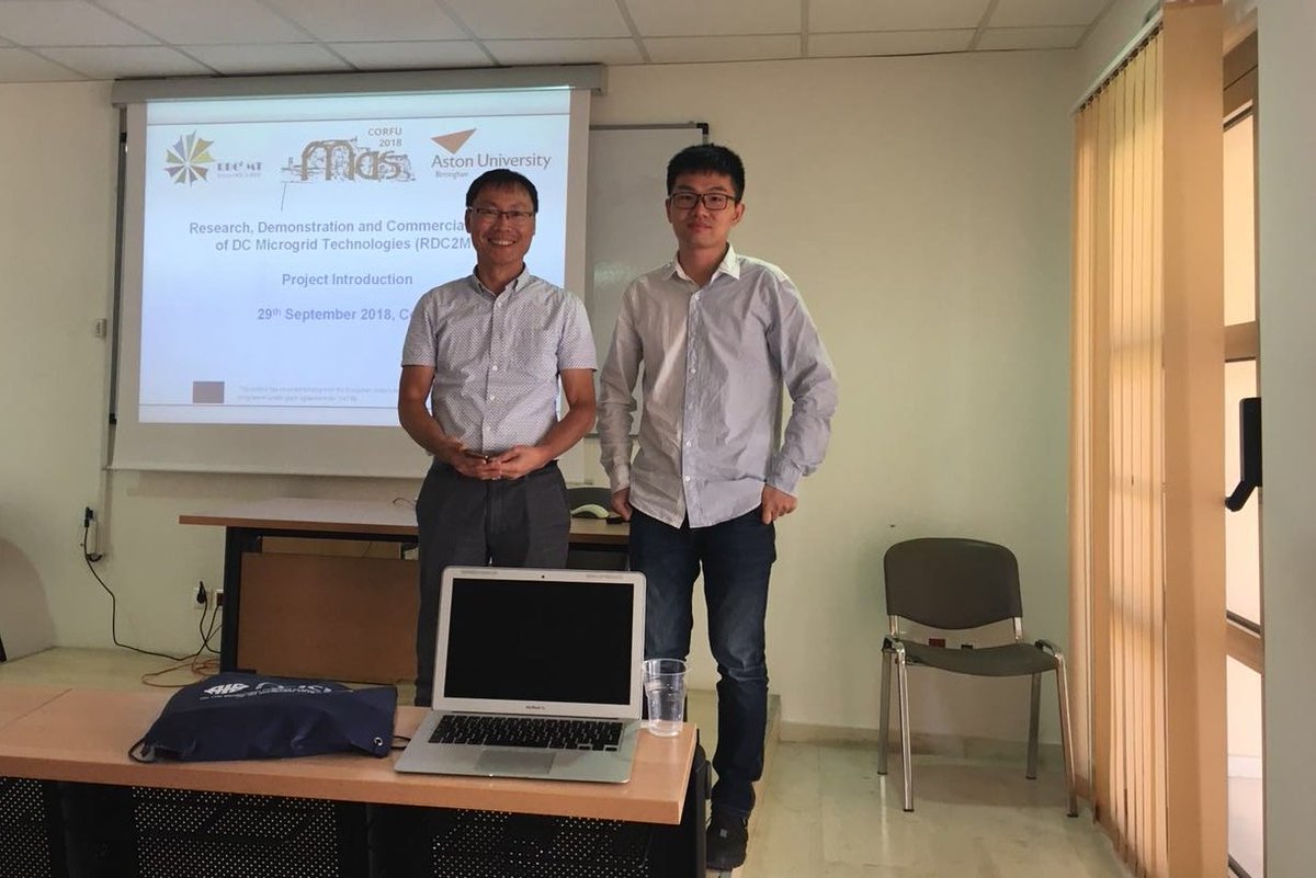 RDC2MT's tweet photo. We were invited to attend #H2020 RISE project @Greening_DCs 1st project workshop in Ionian University, Corfu, Greece. Fulong Li @li_fulong from Aston University presented our RDC2MT project in this workshop. Thank you for the invitation, Professor Habin Lee @ehabin https://t.co/fPN4tYzK3E