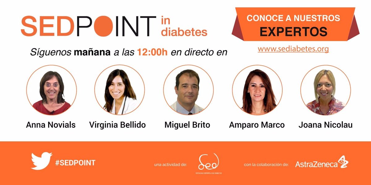 SEDiabetes's tweet image. Mañana a las 12:00 del mediodía sigue en directo nuestro #SEDPOINT , debate sobre las novedades del congreso #EASD2018 entre nuestros expertos de la Sociedad Española de Diabetes. Acceso abierto desde sediabetes.org para todos los interesados en los avances en #diabetESP