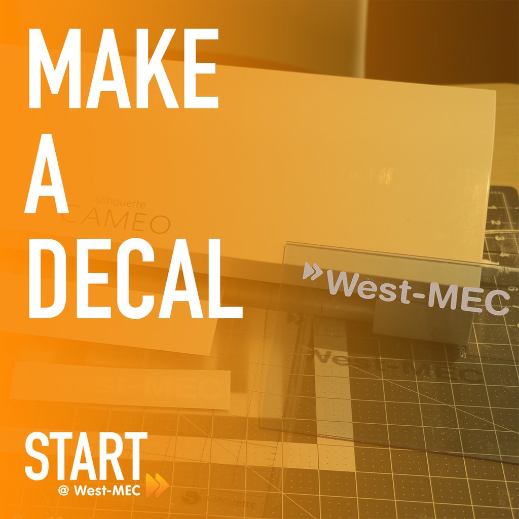 Start_WestMEC's tweet photo. October 18, 2018  @ 6:00pm - 7:30pm- Come join us at out "Make a Decal" class. Learn how to design and create a decal using START's Silhouette CAMEO® 3. Visit https://t.co/xLeLy9Ii3E to register.  #orangelife https://t.co/6bv7SSHftL