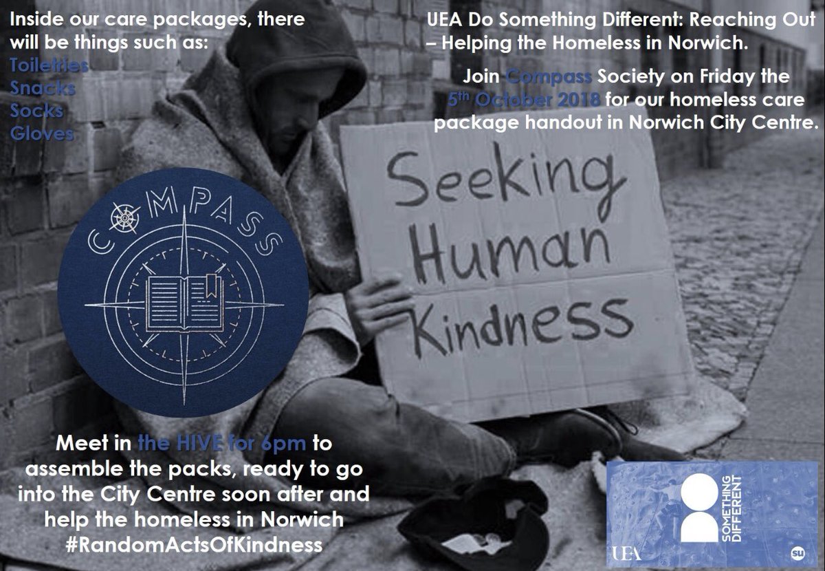 compassuea's tweet photo. If you want to join us for our Do Something Different, helping the homeless activity tomorrow, sign up here https://t.co/uT4TtCRmTA and we will see you at 6pm in The Hive💃🏾💃🏾💃🏾 @ueasu_dsd @ueasu_ops @ueasu_ops https://t.co/LpBXaEQiUz
