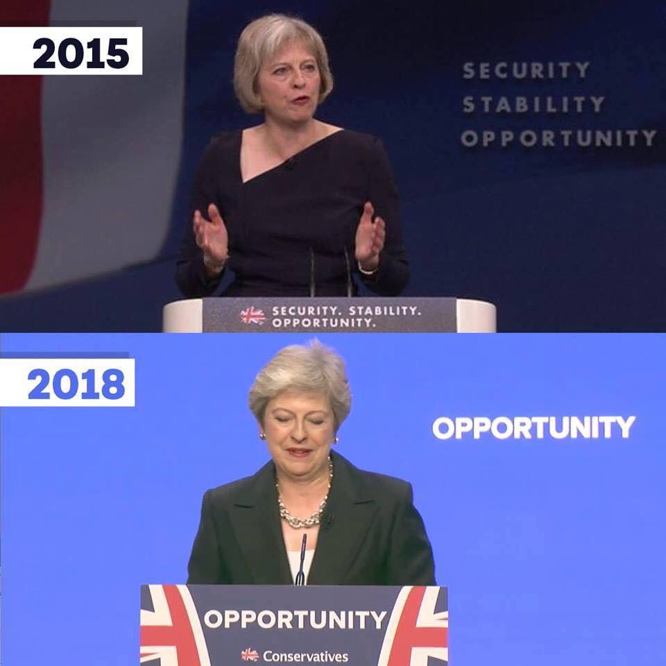 SeeHearVote's tweet photo. This is doing the social media rounds in a highly politicised context. But, alongside other conference straplines, it makes for great classroom discussion. What is more powerful, one word or three? Is the difference 2015-2018 an implicit/explicit admission of anything? https://t.co/lAKese59pf