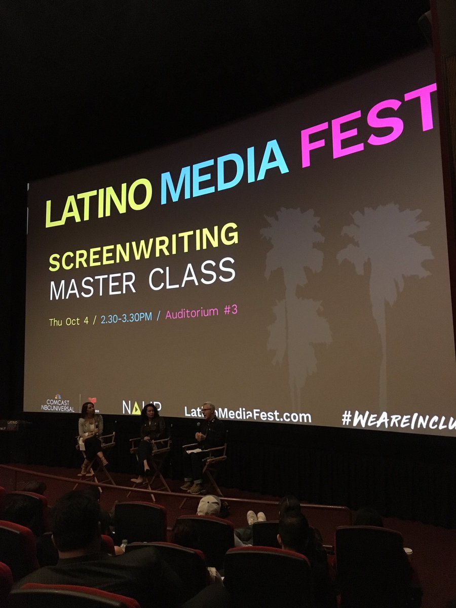 NALIP_org's tweet photo. David Arata discussing his writing process for Day 2's Screenwriting Masterclass! ✍️🎥 #LMF18 https://t.co/BbYFLgaNZJ