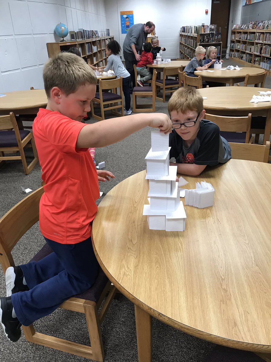 mrsbenne's tweet photo. @BirchcrestTiger #KidsTime Kdg-2nd Gr. Ss took a shot at the index card structure challenge! #bpsSTEAM #TeamBPS https://t.co/wRel790sFw