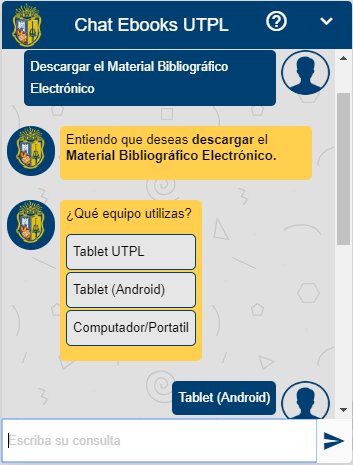 jmcordero's tweet photo. Te invitamos a interactuar con el ChatBot Ebooks @utpl, el asistente conversacional que le orientará acerca del material bibliográfico electrónico y tables UTPL https://t.co/EuRoCDYTNJ https://t.co/MNIMfZjMZI