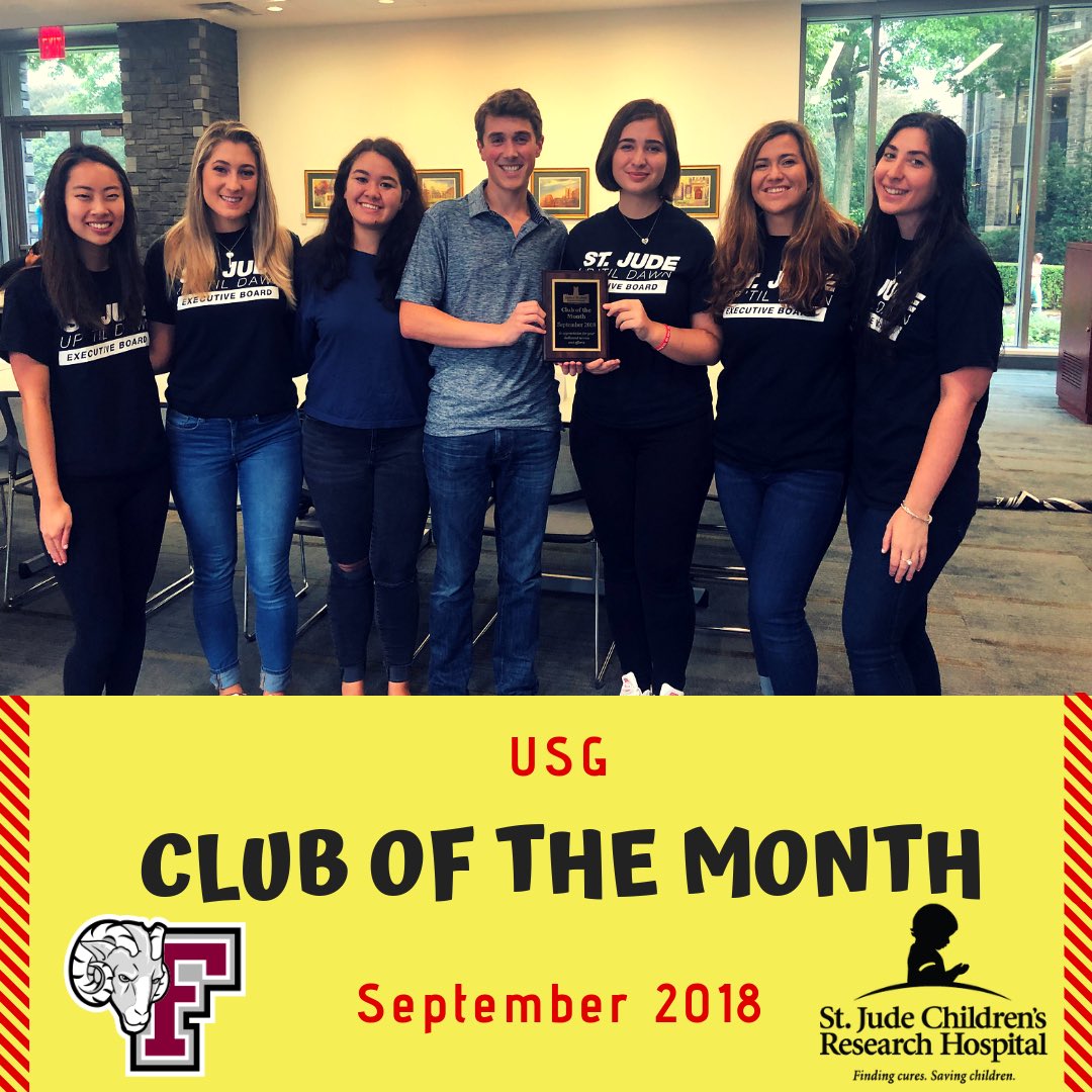 UTDFordham's tweet image. Thank you USG for choosing Up ‘til Dawn as your September 2018 Club of the Month! Thank you to everyone who contributed and supported the cause during Childhood Cancer Awareness Month and our National Recruitment Days! We 💛 St.Jude! #StJude #UpTilDawn #StJudeUTD #FTK #Fordham