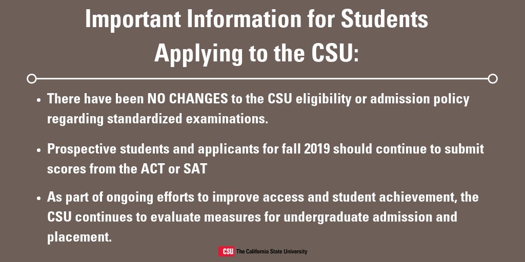 calstate's tweet photo. Please be aware of the following information if you are applying to the CSU for fall 2019: https://t.co/9PZoSYxj9Y. https://t.co/L9h6byHteb