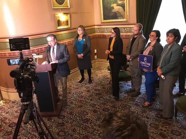 senatorsirotkin's tweet photo. Good day for minimum wage. Joined @christineforvt and @MitziJohnsonVT  and others supporting min wage on the same day Amazon announced they will pay  $15/hr minimum for 350,000 workers.  If they can do it and  Mass and NY  can do it, so can Vermont. #vtpoli https://t.co/Cjok6qB9WU