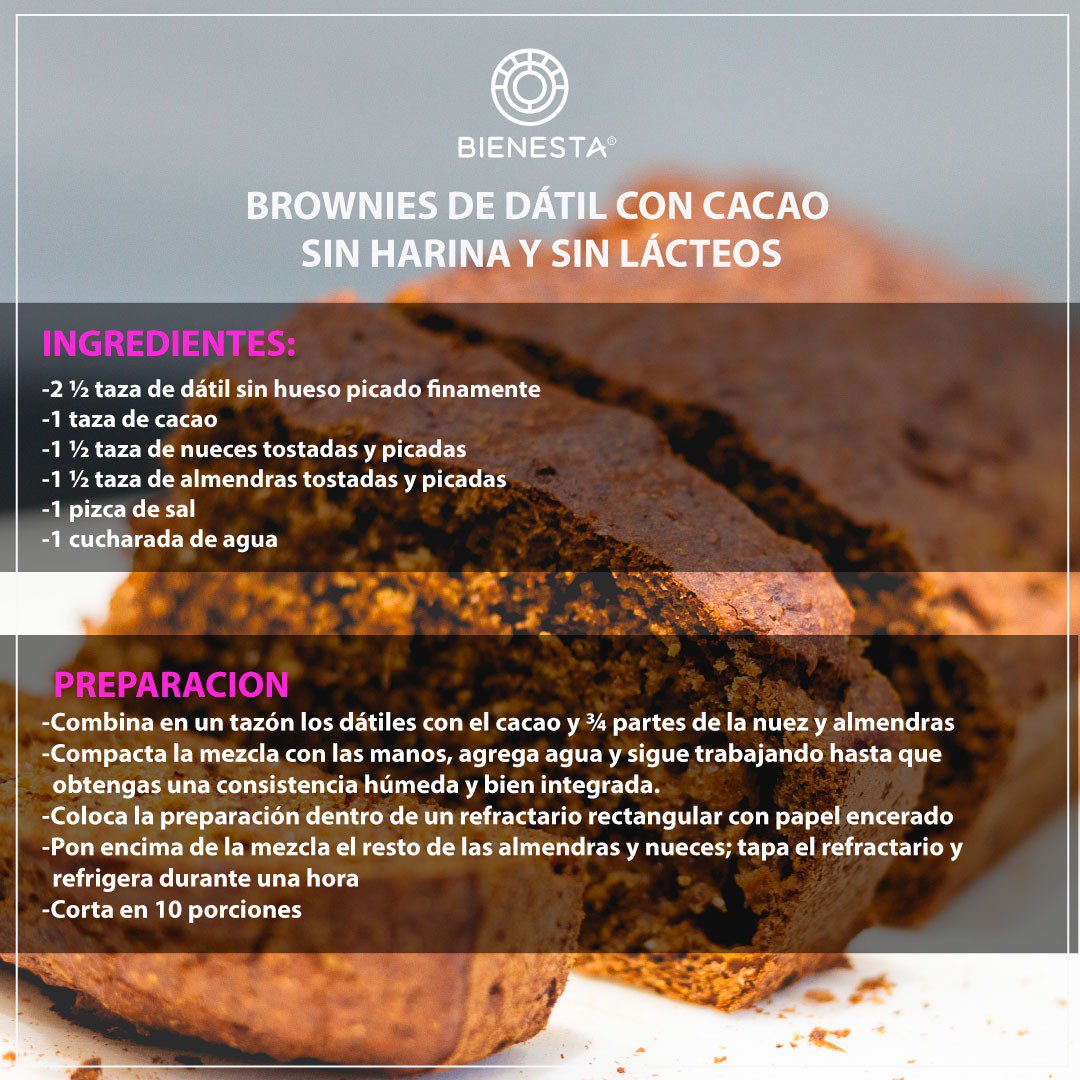 bienestamexico's tweet photo. Anímate a probar estos deliciosos brownies, ¡que no te inflaman!, ya que no contienen caseína que es un componente de los lacteos. No olvides descargar el nuevo programa de Nathaly Marcus sobre inflamación en https://t.co/JdpB7L1gey #Bienesta #NathalyMarcusTips #NathalyMarcusTv https://t.co/OCDOoIz64w