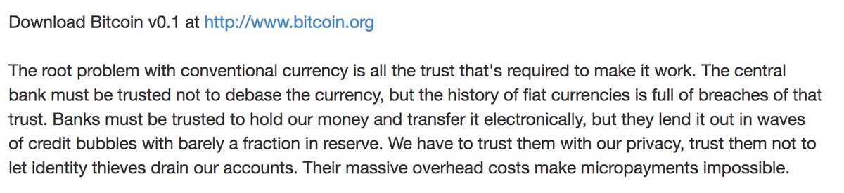 2/ Satoshi on the problem with conventional currency… right above the link to download Bitcoin v0.1