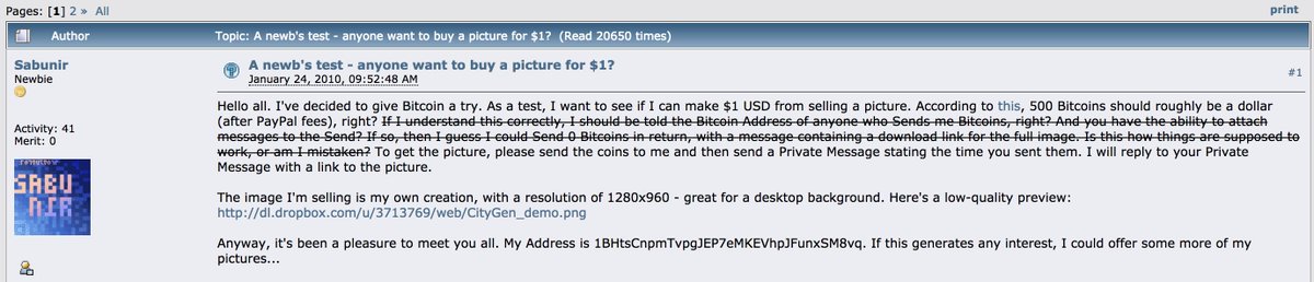 3/ First attempts at selling something for bitcoin. One picture for 500 bitcoins (roughly $1 after PayPal fees… heh)