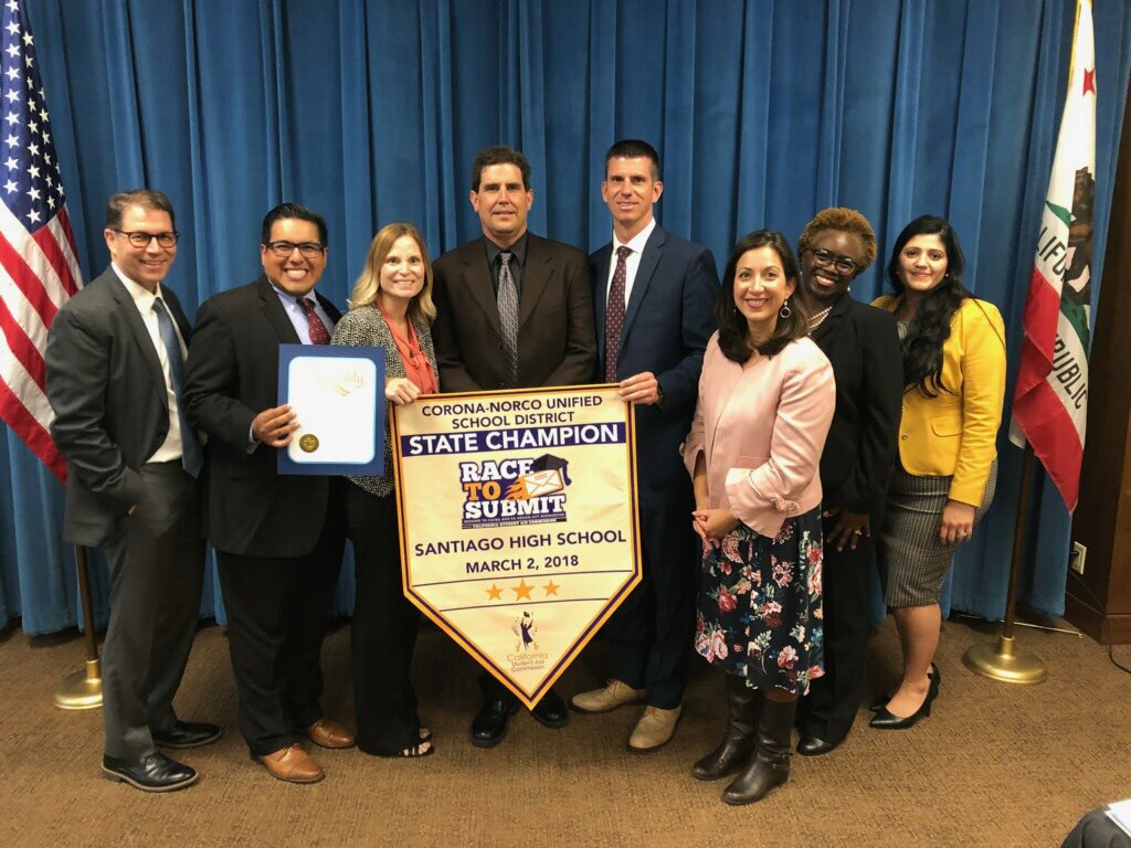 shssharkbite's tweet image. Santiago was recognized today in the state capital for FAFSA completion. Great job Sharks! #shsallin #TodayatSHS