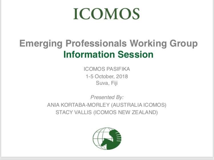 DrAniaKotarba's tweet photo. @ICOMOS tune in to Stacy Vallis and myself presenting today at noon and talking about #EmergingProfessionals #ICOMOSEPWG #heritage4generations and legacy building at #icomospasifika18 conference @AustICOMOS https://t.co/Glvw8fOhSf