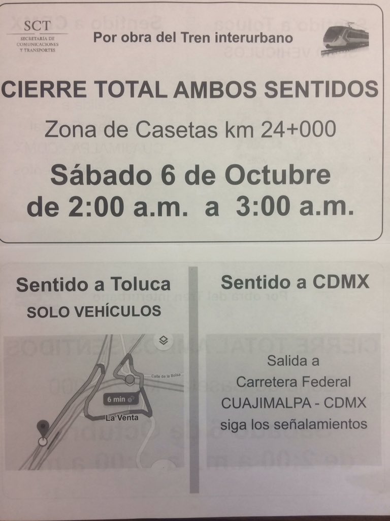 Buenas tardes para el conosimiento de todos los usuarios que transitan por la autopista México-Marquesa