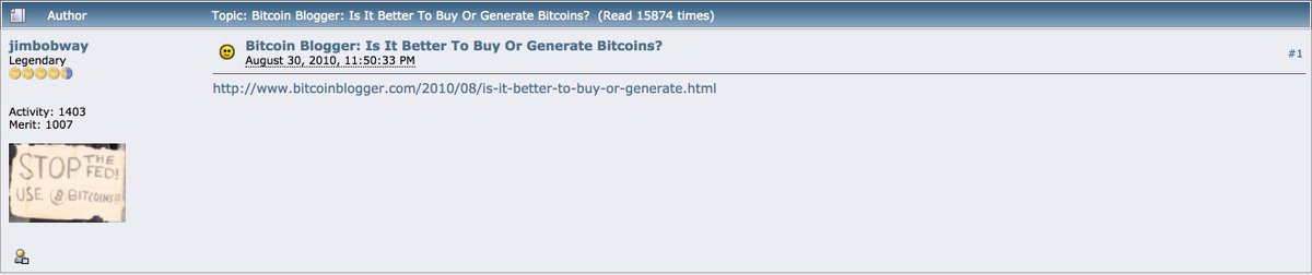 15/ When generating versus buying bitcoin was a legitimate question for the everyday user.