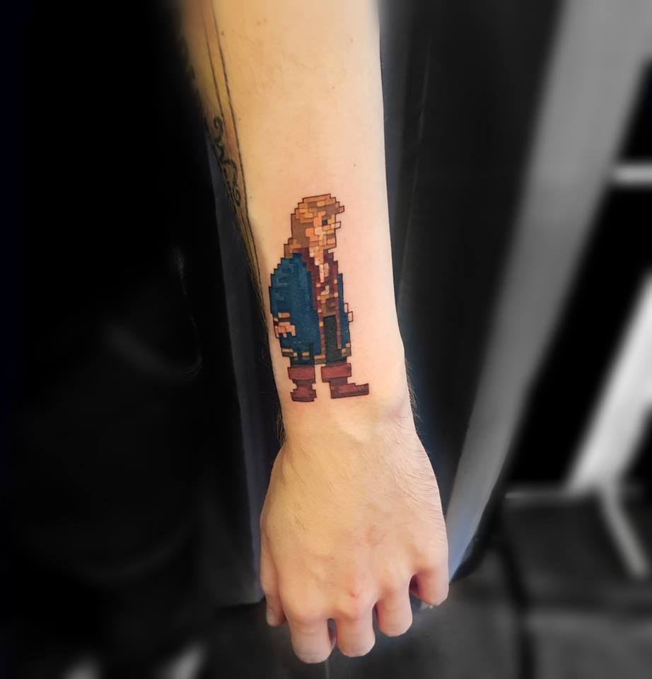Finally started doing tattoos from my two favourite games of all time  Monkey Island 2 and Full Throttle. Started with Guybrush of course but  Elaine and Lechuck will follow and then Ben., image size:922x960