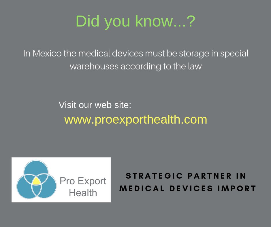 ProexportH's tweet image. The special characteristics of a #medicaldevices #warehouse are mandatory in #Mexico . We can help you with that matter, write us.
contact@proexporthealth.com