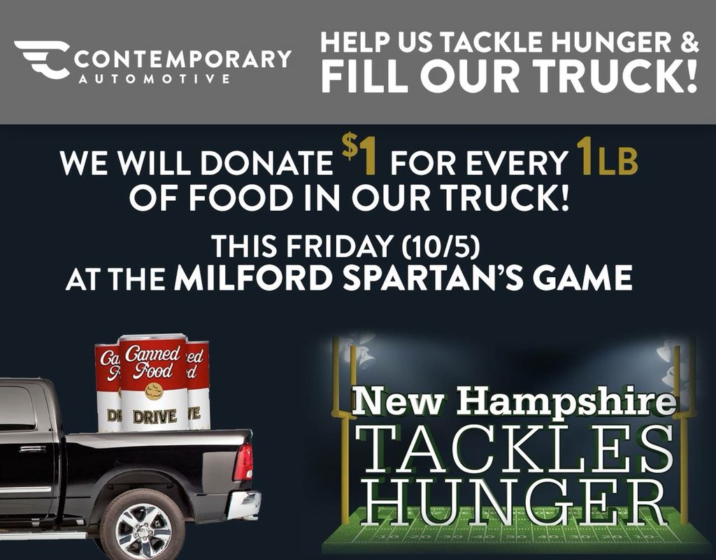October 5th at Home vs Kennet,  help us Help SHARE #Fillthetruck. #bringisyourcannedgoods