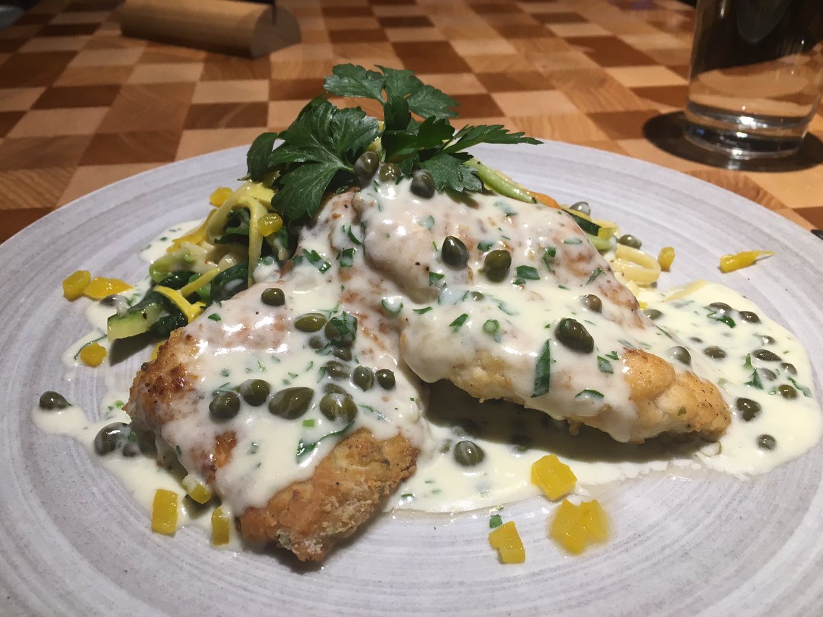 I've been taking a week off, so I am eating a very good chicken piccata  <a href="/OssoKristalla/">Osso&Kristalla</a> and don't you dare judge me.