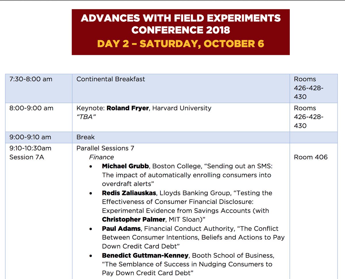 Join us 9.10 saturday @BUQuestrom #afe2018 if interested in behavioral #householdfinance. 4x @fcainsight research (@pauldadams representing) collaborations with academics @chicagobooth @HarvardEcon @MITSloan @WarwickBSchool @bostoncollege @rotmanschool economics.uchicago.edu/sites/economic…