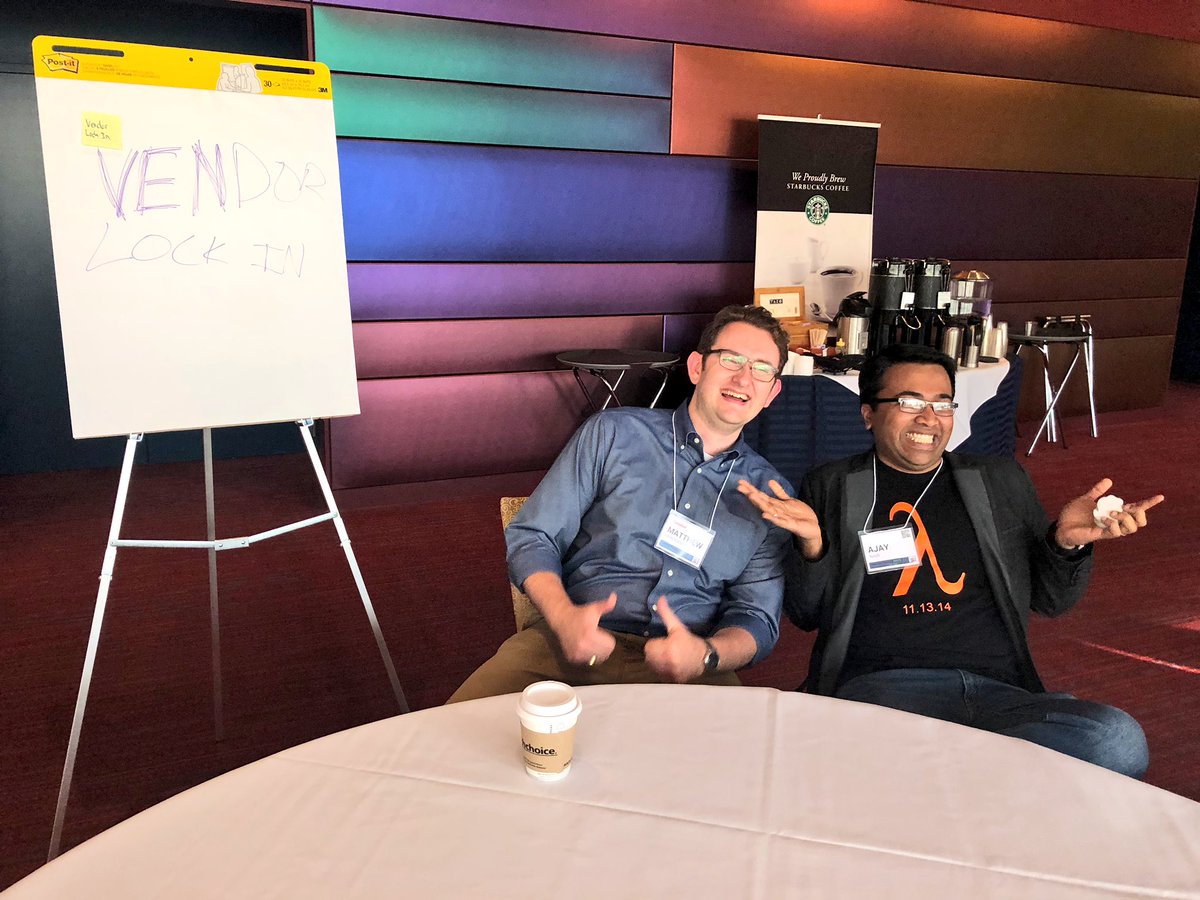 joshcarlisle's tweet image. A healthy vendor lock-in discussion going on at a breakout discussion at #ServerlessSEA . Some seriously great conversations coming out of the table. At the table were unofficial representation from every major #serverless vendors taking some hard questions!