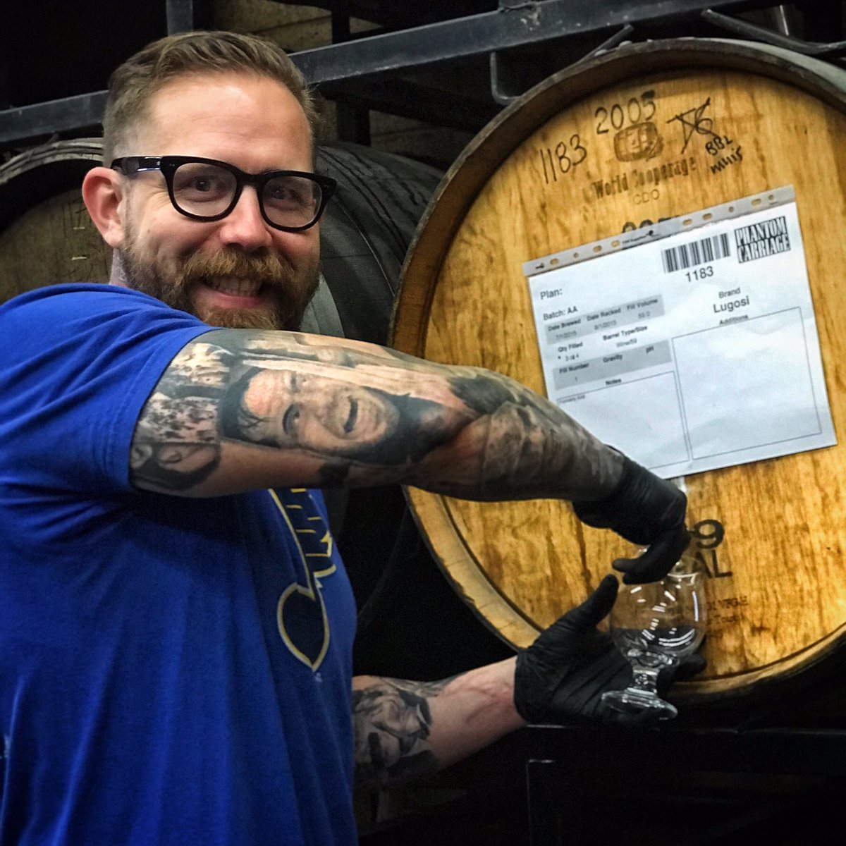 Meet Rod. Rod is our head brewer over here at the Carriage. What is he so excited about you might be asking yourself? He's pulling samples for the Lugosi family to try and approve the FINAL blend for this year's "super exclusive" barrel-aged sour quad release. Stay tuned...