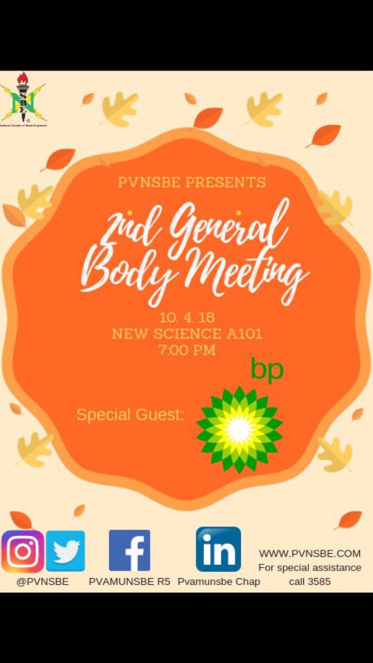 R5TXZone's tweet photo. PV NSBE’s 2nd General Body Meeting had a company visit by BP 😱 Keep it up, Panthers! @PVNSBE #ChapterOfTheWeek #R5Success https://t.co/4Lx9OxmuZL