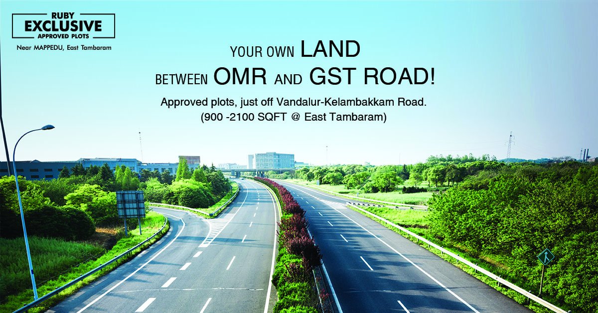 Ruby_Builders's tweet photo. Want to stay on GST Road yet be near to OMR? Here's the opportunity. Now own a piece of land between GST Road and OMR on Vandalur-Kelambakkam Road.
For more details, call (044)-30093009.
#RubyBuilders #RubyPlots #PlotsinChennai #EastTambaram #GSTRoad #OMR #Vandalur #Kelambakkam https://t.co/kVg9rIekot