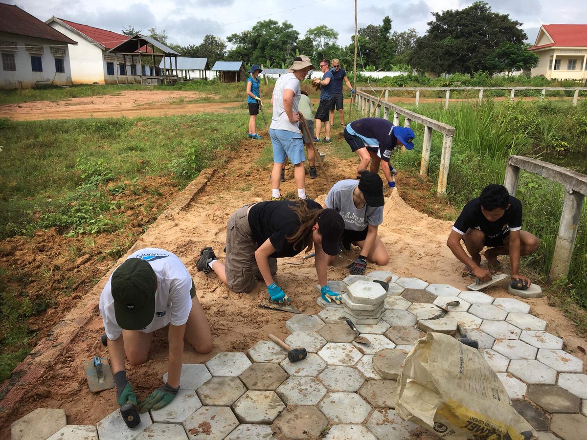 CampCambodia's tweet photo. Our landscape project at Beng Mealea school to enlarge more social area for kids. Today #teamindree worked with us #CampCambodia @CampsInt @campsintaus https://t.co/DqSksqB6ln