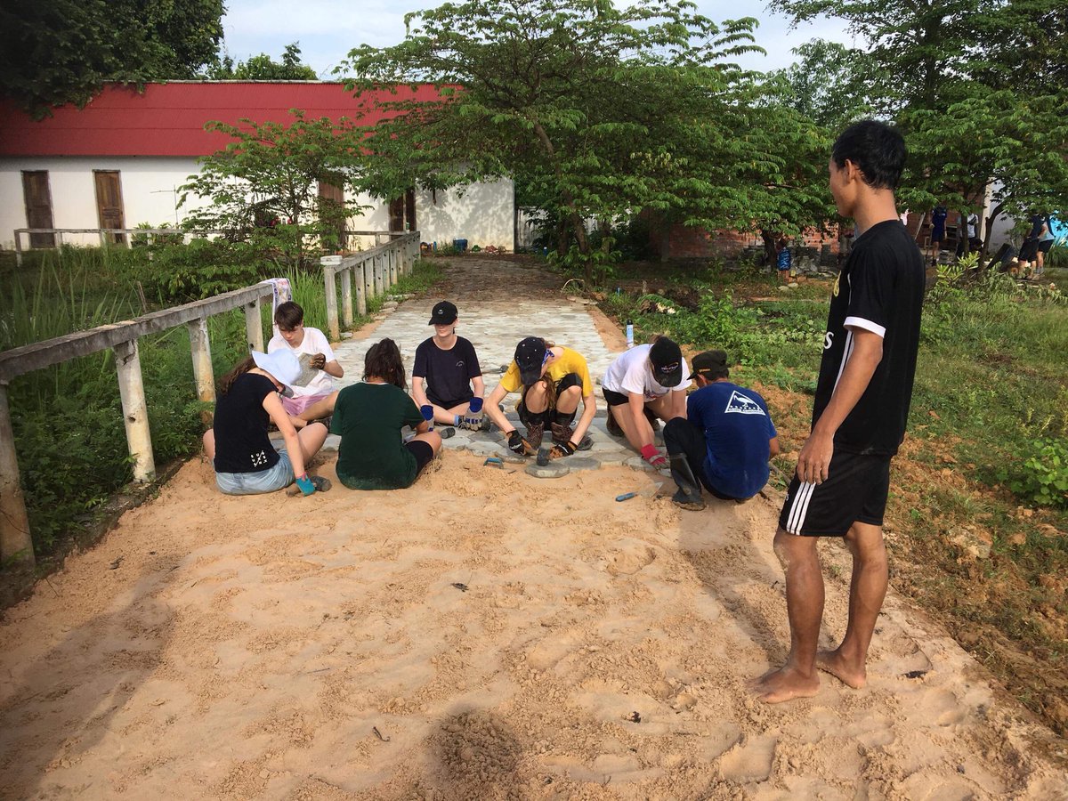 CampCambodia's tweet photo. Our landscape project at Beng Mealea school to enlarge more social area for kids. Today #teamindree worked with us #CampCambodia @CampsInt @campsintaus https://t.co/DqSksqB6ln