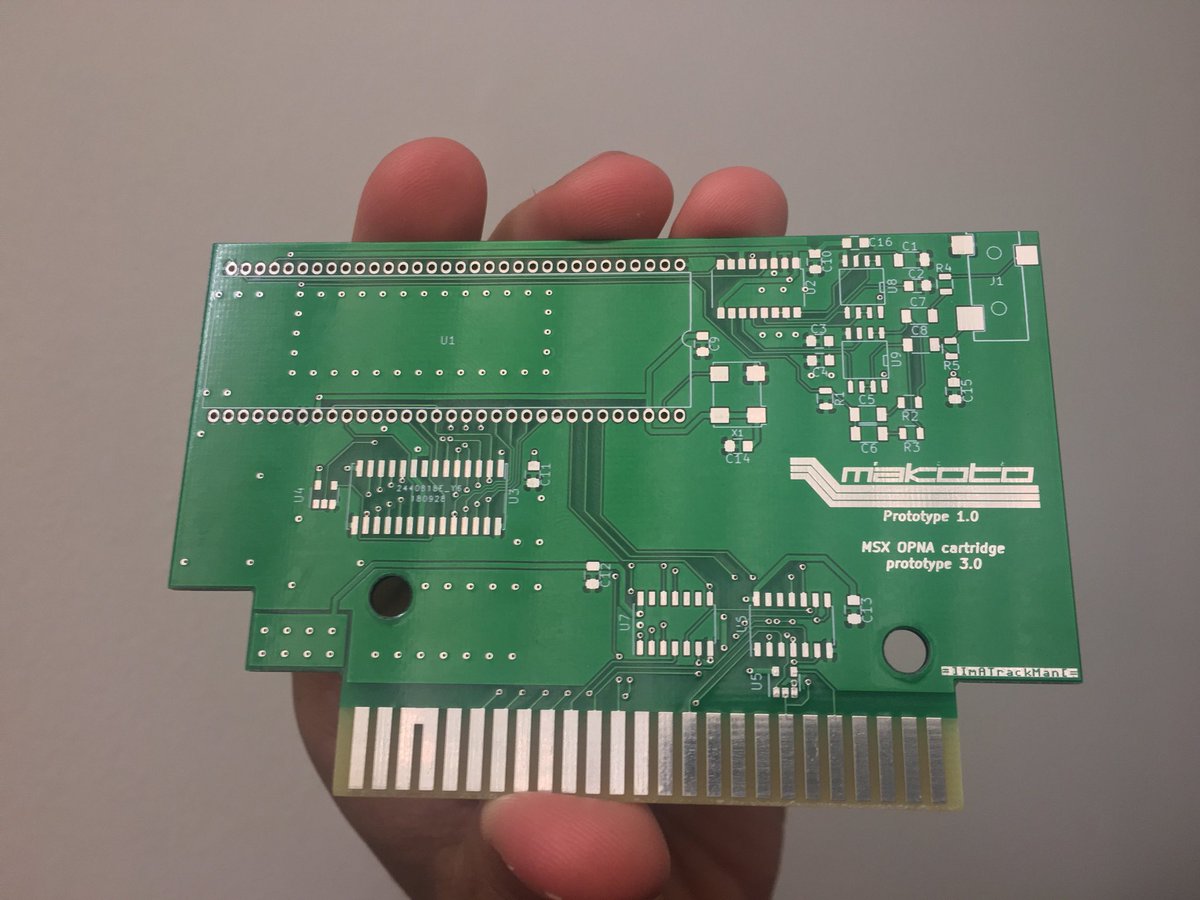 iyatemu's tweet photo. Okay, I’m too excited to keep this hidden any more. I was debating on whether I should announce this before I had working examples, but...

This is an official announcement for my YM2608 cart for MSX. Special thanks to @leo__oliveira for letting me adapt his initial project. https://t.co/MgIpwKmjy6