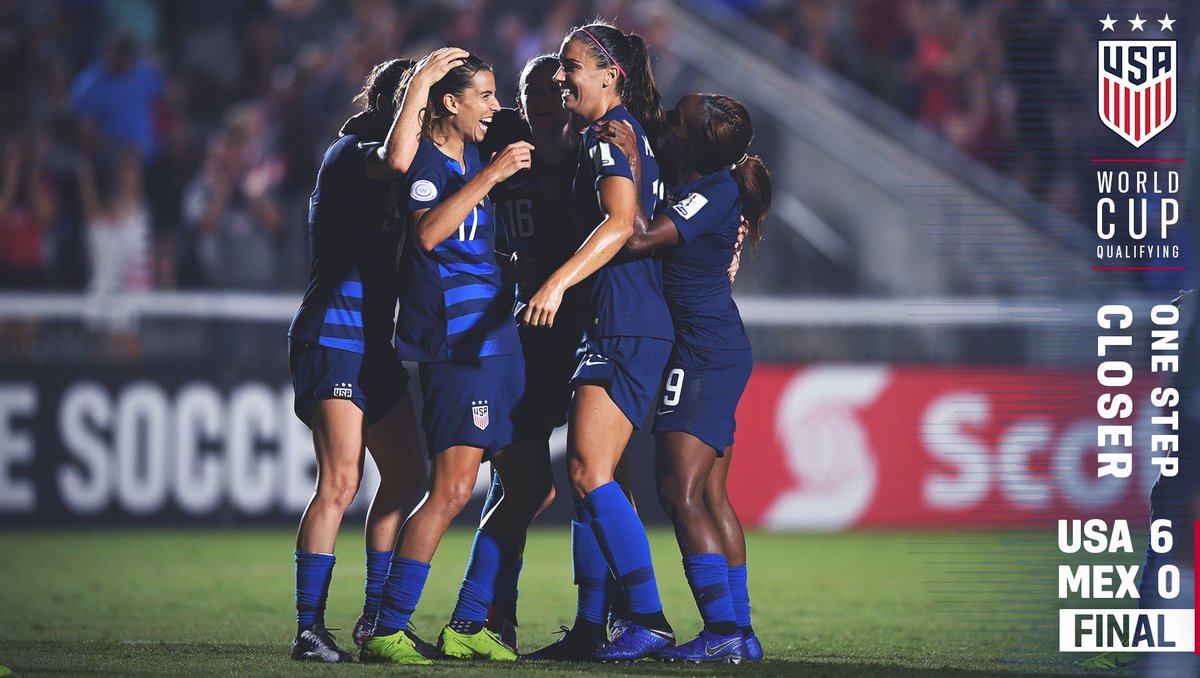 USWNT's tweet photo. One step closer.

Your #USWNT kicks off World Cup Qualifying with a BANG 💥. https://t.co/ED6i5SXUri