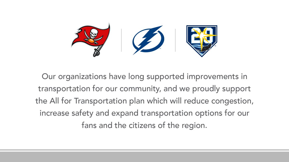 Buccaneers's tweet photo. Joint statement from the Buccaneers, @TBLightning and @RaysBaseball on the All for Transportation plan. https://t.co/1jkAVChCso